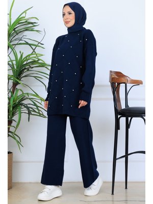 Benguen Lacivert Taşlı Triko Takım