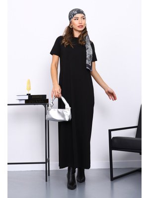 İmaj Butik Siyah Kısa Kol İçlik Elbise