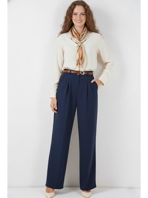 Benguen Lacivert Kemerli Pantolon