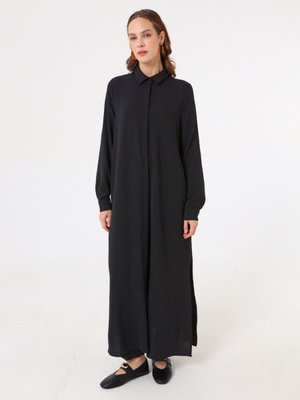 Refka Siyah Gömlek Yaka Uzun Tunik