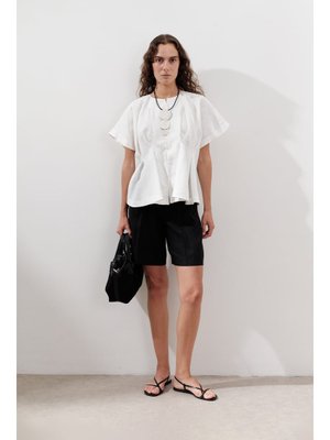 MANUKA Ekru Keten Pile Detaylı Yelek