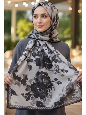 Tofisa Bordo Midnight Bloom Serisi Pamuk Şal