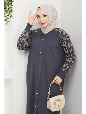 Pamuk Butik Leopar Kol Merserize Triko Hırka