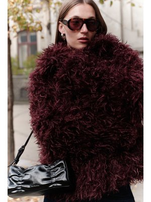 MANUKA Bordo Mara Kürk Ceket