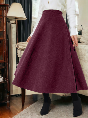 Podyumplus Bordo Fermuarlı Kaşe Çan Etek