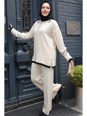 Neva Style Krem Triko İkili Takım 17204kr
