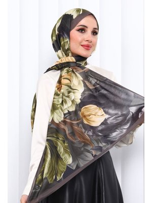 İmaj Butik Kahverengi Desenli Soft Dijital Şal