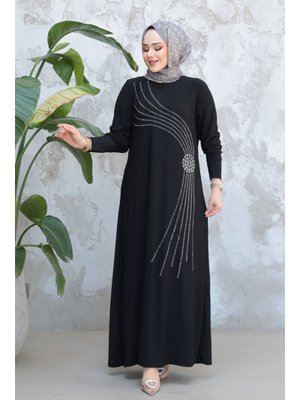 Neva Style Boncuk İşlemeli Siyah Elbise 9345s