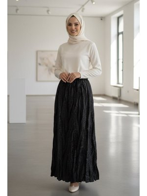 Neva Style Buruşuk Siyah Etek 9227s