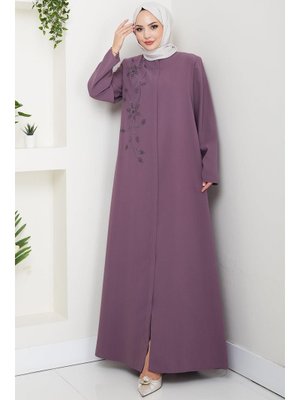 Hafsa Mina Gül Kurusu Çiçek Detay Taşlı Ferace