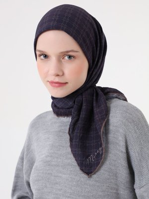 Miray Vizon Fort Eşarp Kutu Desen Lacivert