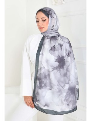 Tofisa Grı Gri Pastel Flora Serisi Pamuk Şal