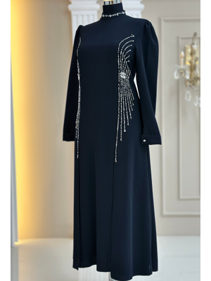 Amine Hüma Siyah Duru Abiye Elbise