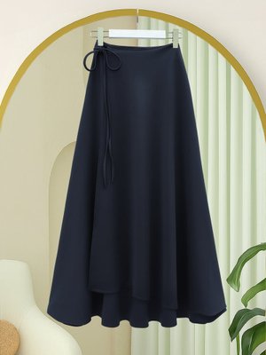 Podyumplus Laci Yandan Bağlama Detaylı Katlı Fermuarlı Scuba Etek