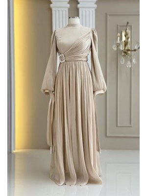 Amine Hüma Hira Abiye Elbise Gold