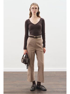 MANUKA Flare Kesim Pantolon Ekose