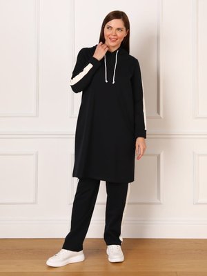 Alia Siyah Büyük Beden Doğal Kumaşlı Spor Tunik & Pantolon İkili Takım