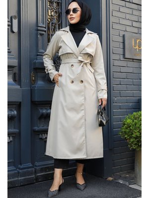Neva Style Düğmeli Bej Trençkot 6103bej