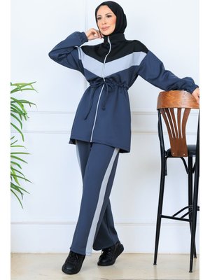 Benguen Antrasit Beli Büzgülü Kemerli Scuba Takım