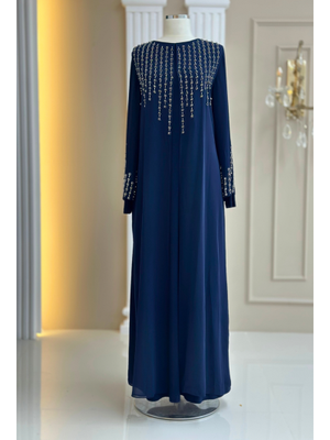 Amine Hüma Lacivert Azra Abiye Elbise