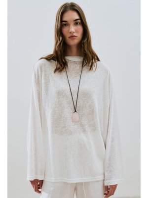 MANUKA Ekru Keten Karışımlı Bluz