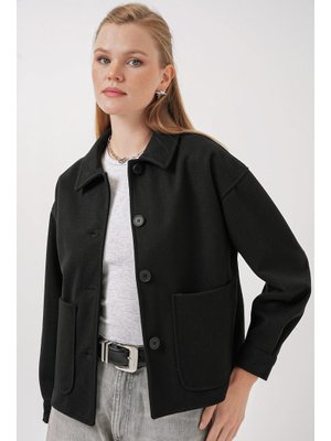 Bigdart Siyah Kaşe Ceket