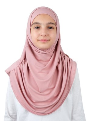 İhvan Pratik Hazır Geçmeli Boneli Çocuk Şal Pembe