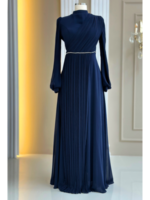 Amine Hüma Lacivert Arin Abiye Elbise