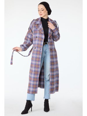 Tofisa Lila Lıla Kuşaklı Kaşe Kaban