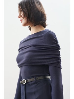 MANUKA Lacivert Büzgü Detaylı Bluz
