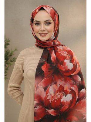 Tofisa Kırmızı Mystic Flora Serisi Pamuk Şal