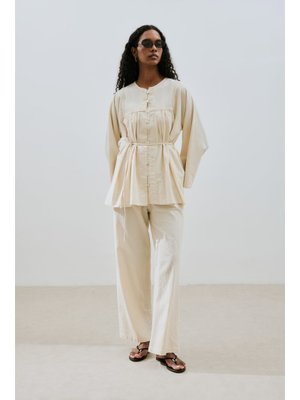 MANUKA Dokulu Bağlamalı Pantolon Natural