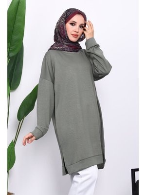 İmaj Butik Haki Bisiklet Yaka Modal Tunik