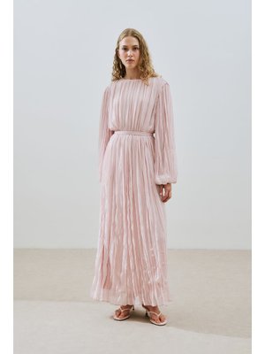 MANUKA Pudra Piliseli Şifon Elbise