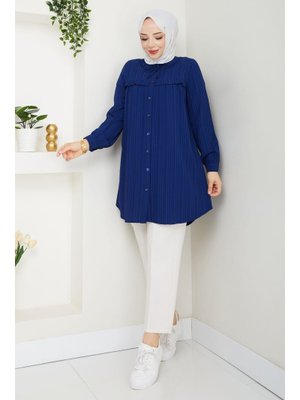 Pamuk Butik Yaka Detaylı Fırfırlı Robalı Gömlek