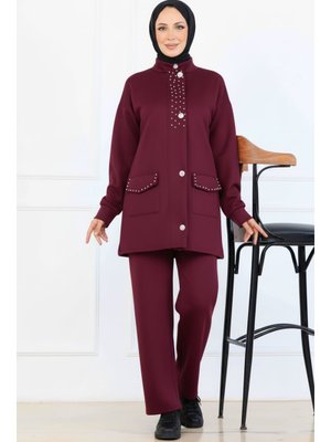 Benguen Bordo Boncuk Detaylı Scuba İkili Takım