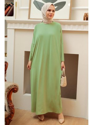 Neva Style Yarasa Kol Çağla Yeşili Ferace 17801cy