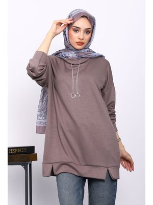 İmaj Butik Vizon Yaka Detaylı Modal Tunik