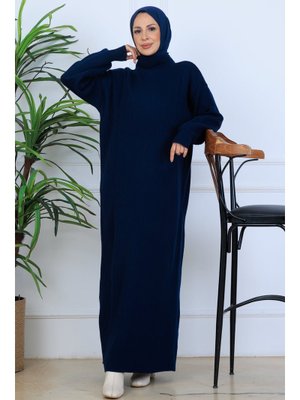 Benguen Lacivert Fitilli Triko Elbise