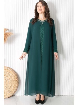 MODAVİKİ Yeşil Kolye Detaylı Abiye