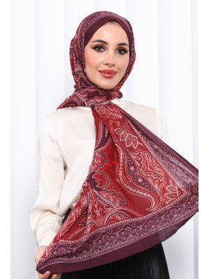 İmaj Butik Mürdüm Desenli Kraş Şal