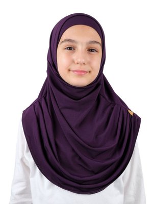 İhvan Pratik Hazır Geçmeli Boneli Çocuk Şal Mürdüm