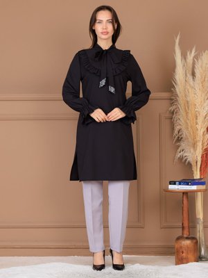 Elben Moda Siyah Asel Tunik Pantolon İkili Takım