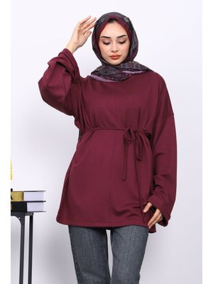 İmaj Butik Mürdüm Duble Kol Modal Tunik