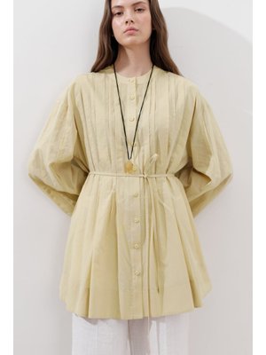 MANUKA Sarı Nervürlü Geniş Kollu Tunik