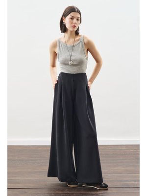 MANUKA Antrasit Yumuşak Dokulu Modal Geniş Pantolon