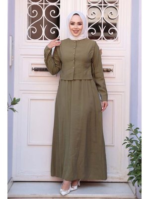 Neva Style Süveter Açık Haki Elbise 7705ahk