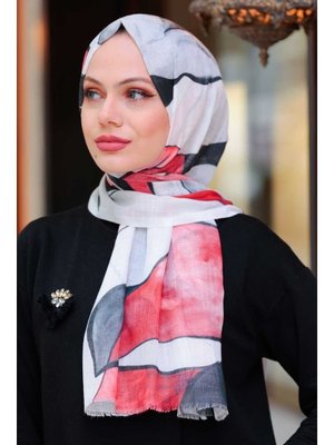 Neva Style Desenli Kırmızı Şal 5214k