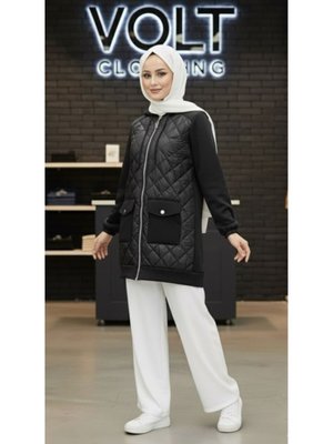 Volt Clothing Siyah Cep Detaylı Kapitone Desenli Mont