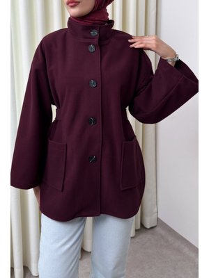 Salih Çelebi Bordo Hakim Yaka Kaşe Ceket